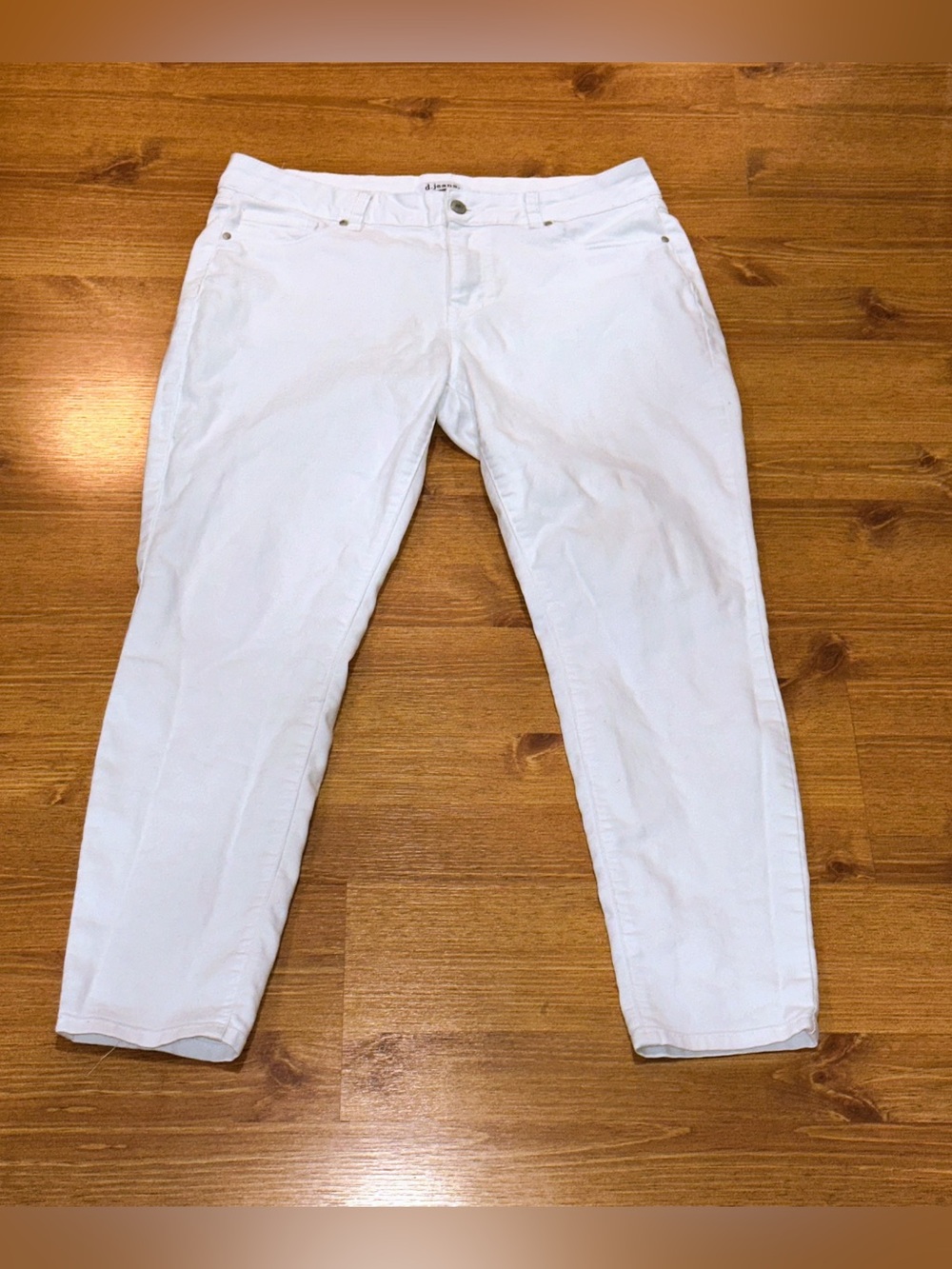 D.Jeans white cotton blend straight leg jeans pants Women's size 12P classic